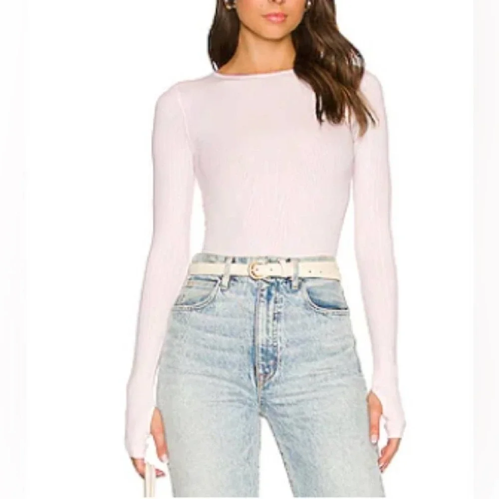 NWOT Free People Seams to me pink Long Sleeve Bodysuit - Picture 1 of 11